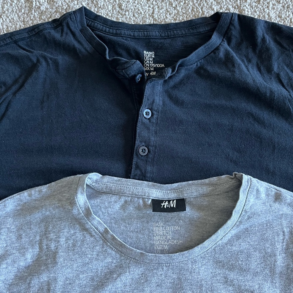 H&M Navy Henley and Gray Short Sleeve Tees